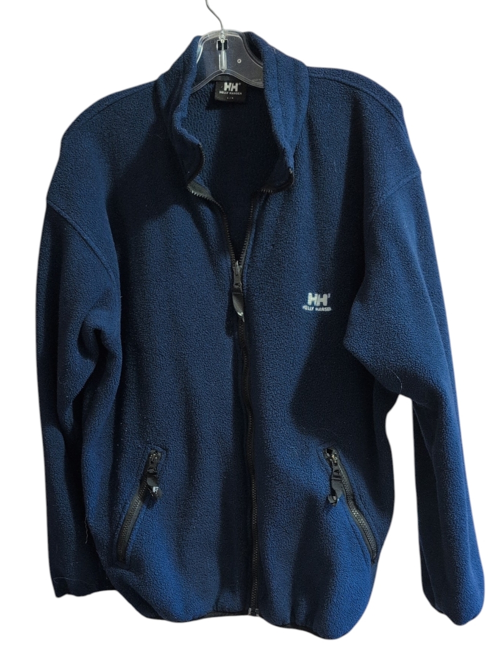 Helly Hansen Men’s Large Navy Full Zip Fleece Jacket Outdoor Hiking Zip Pockets